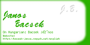 janos bacsek business card